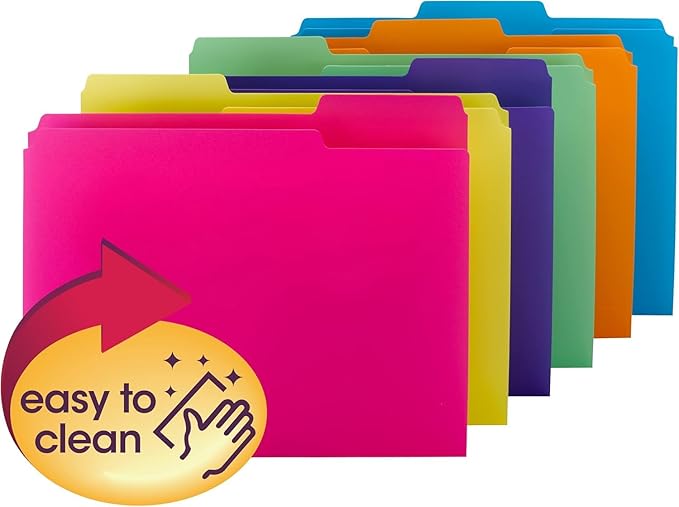 Smead Poly File Folder, 1/3-Cut Tab Letter Size, Bright Colors, 48 Count (10506)