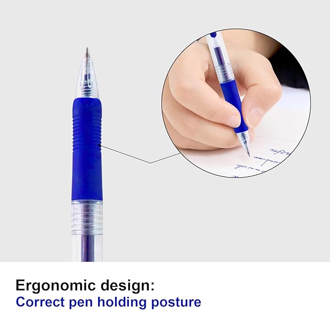 Blue Gel Ink Pens, 12 Pcs, Fine Point, Smooth Writing, Retractable, 0.7 Mm, Gift for Women & Men, Journaling, School & Office Supplies, Desk Accessories