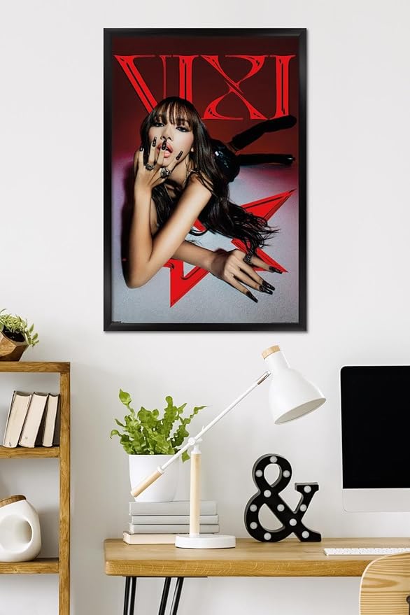 LISA - VIXI Red Star Wall Poster, 34L" x 22.4W", Black Framed Version