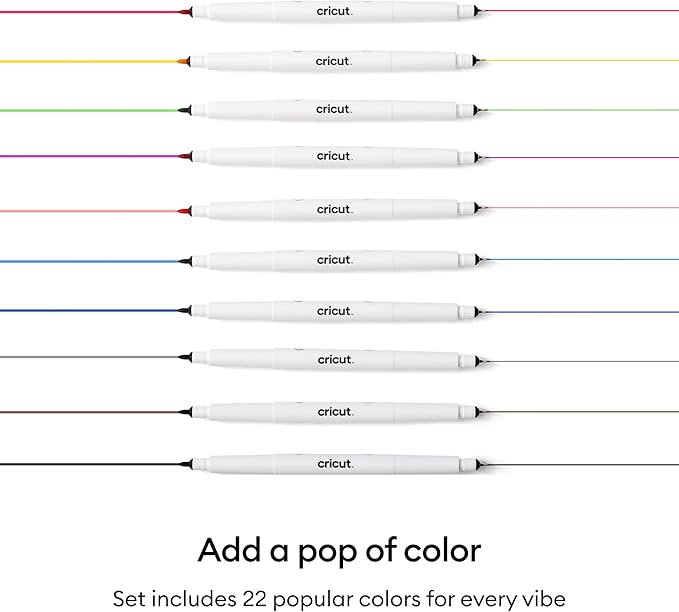 Cricut® Dual-Sided Markers, Ultimate Marker Set (22 ct) - 1.0mm Marker Tip + 0.4mm Fine Point Pen Tip - For use with Maker, Explore, & Venture Machines