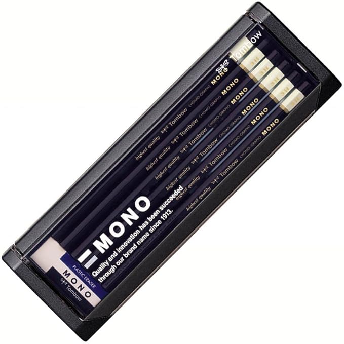 Tombow Mono-3H Premium Pencil, 3H MONO (High Standard Pencil with Ultra Fine Particles), Includes MONO Eraser, Drafting, Drawing, 1 Dozen