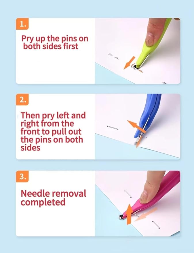 Magnetic Staple Remover Puller Tool, 6 Pieces, Rubberized, for School/Office/Home (Pink)