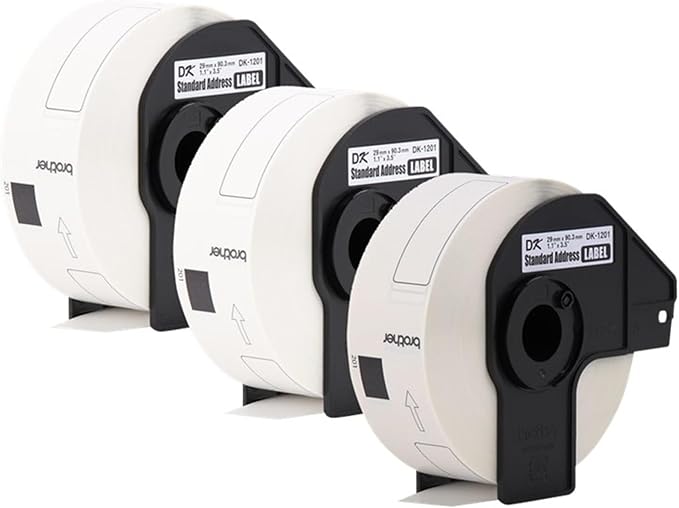 Brother Genuine DK-1201 Die-Cut Standard Address Labels – Long Lasting Reliability, Die-Cut Standard Address Paper Labels, 1.14” x 3.5” Individual Label Size, 400 Labels per Roll, (1) Roll per Box