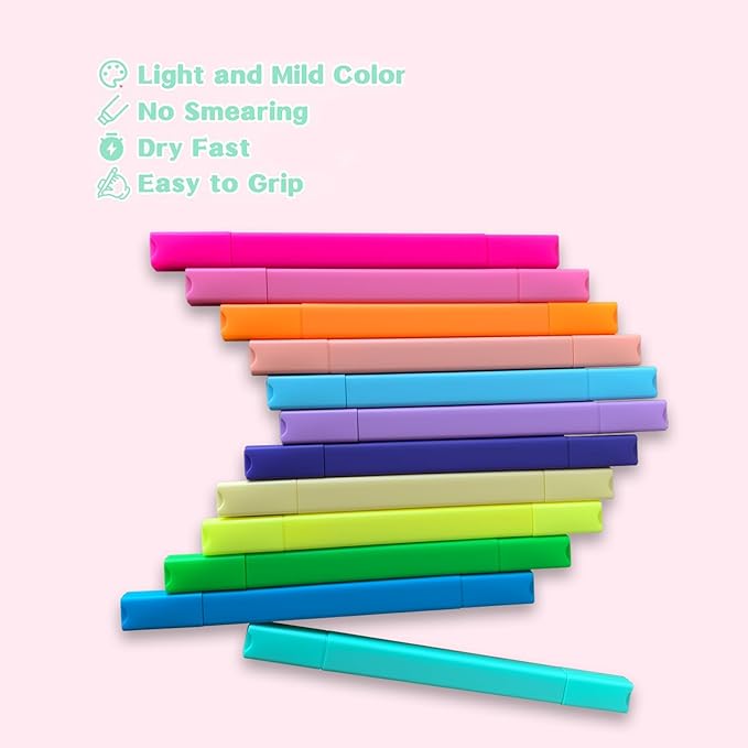 12pc Bible Highlighters And Pens No Bleed Through Assorted Colors, Cute Highlighter For Journaling, Candy Cute Pastel Highlighter