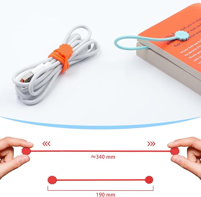 Rich&Ray Silicone Magnetic Twist Ties, Reusable Magnetic Ties for Bundling and Organizing Cable, Hanging Stuff, Kitchen Magnets, Office Magnets or Just for Fun (Gray, 9 pack)