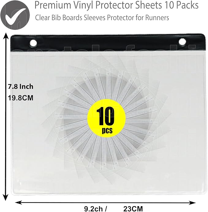 Clear Bib Boards Sleeves Protector for Runners,Race Bib Vinyl Holder,Race Bib Display Vinyl Protector Sheets, Marathon Running Bib Sheet Protector