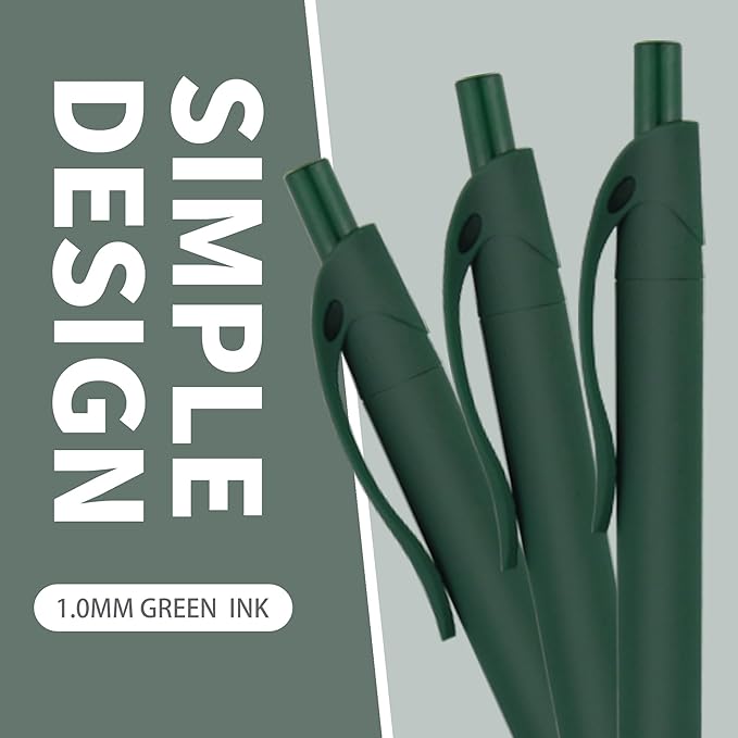 deegtran Pens Bulk, 50 Pack No Bleed Green Click Pens, Wholesale Retractable Ballpoint Pens, Pens Medium Point, Smooth Ink Pens, 1.0MM Green Ink DGMC005050-GS