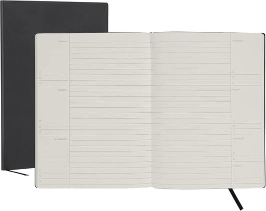 Oxford Weekly Planner, Undated Planner, Daily Gratitude Journal, Mon-Sun, 52 Weeks, 1 Year, Black Softcover, Premium Ivory Paper, 7.5" x 10" (90991)