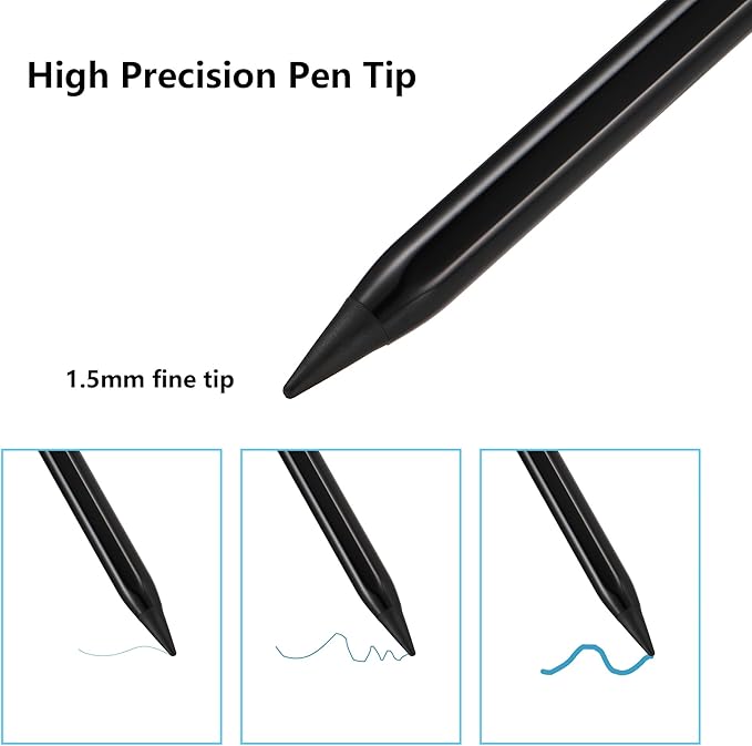 Stylus Pen for iPad A16 11th 10th 9th 8th 7th 6th Generation, iPad Pro 12.9 11 13 inch M4, iPad Air M3 M2 5th 4th 3rd Gen, iPad Mini A17 Pro 7 6 5, for Apple Pencil Pro 1st 2nd Gen Alternative (Black)