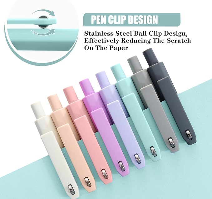 Gel Pens, 8 Pcs 0.5mm Quick Dry Black Ink Pens Fine Point Journal Pens Smooth Writing Pens, Cute Office School Supplies Gifts for Women Nurses