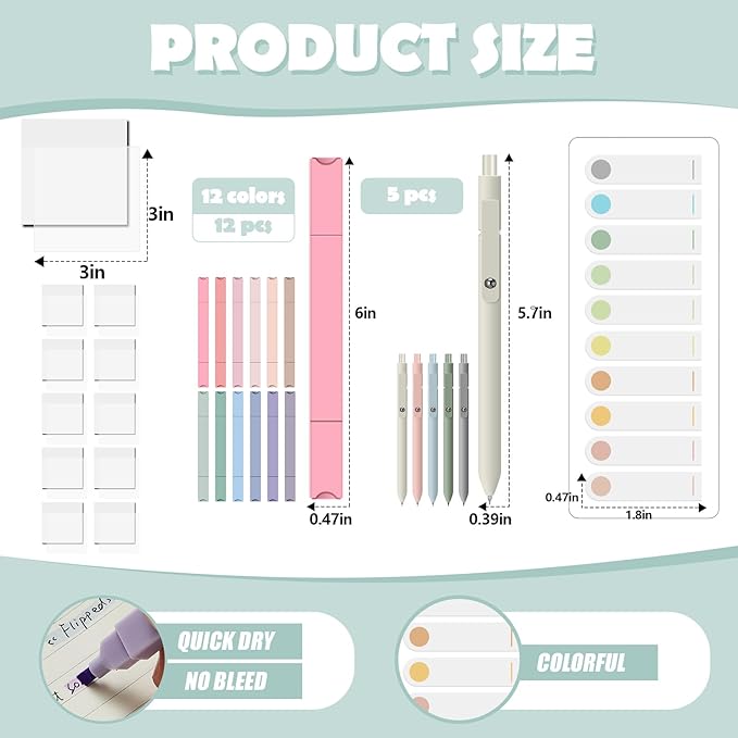 Jutom 38 Pcs Bible Journaling Study Kit for Women, Book Annotation Supplies with Highlighters Pens, Tabs, Sticky Notes, Markers for Christian Office Bible Study Supplies(Clear,Square)