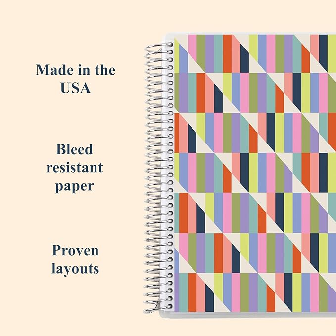 Erin Condren 7” x 9” Productivity Spiral Notebook, Lines & Checklist Layout with 80 Lb. Paper, Hypnotic Cover, 160 Productivity Notebook Pages, Platinum Coil, Stickers Included