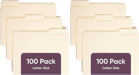 Smead File Folders Letter Sized,1/3-Cut Tab,Assorted Positions,Letter Size Manila Folders,100 Per Box (10381),(Pack of 2)
