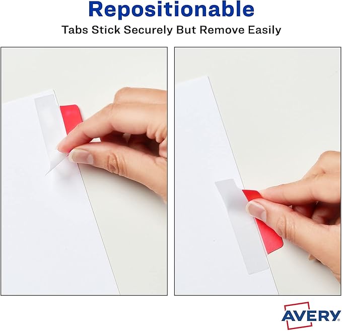 Avery 74866 Ultra Tabs Repositionable Tabs, 2.5 x 1, Assorted Primary, 48/PK