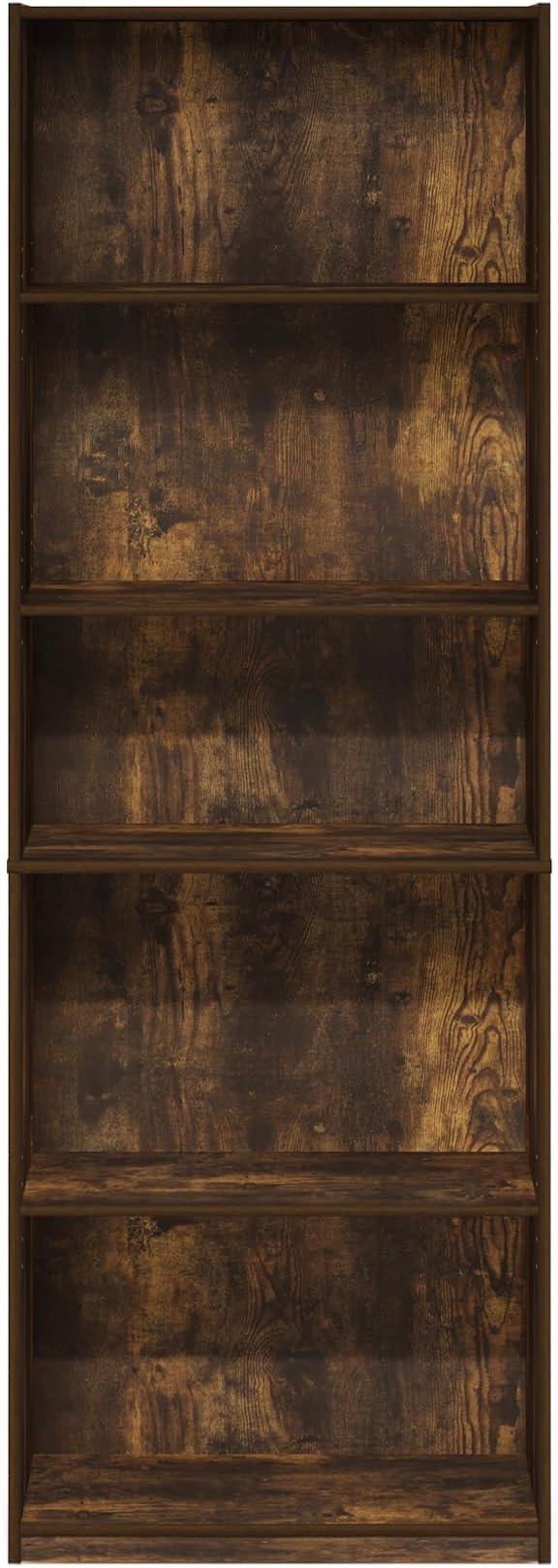 Furinno GEHRY Book Shelf, 5-Tier Bookshelf, Bookcase with Adjustable Shelves, 11.6 x 24.8 x 71.4, for Living Room, Bedroom, Home Office, Amber Pine