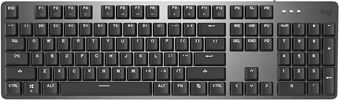 Logitech K845 Mechanical Illuminated Keyboard, Mechanical Switches, Strong Adjustable Tilt Legs, Full Size, Aluminum Top Case, 104 Keys, USB Corded, Windows (TTC Red Switches)