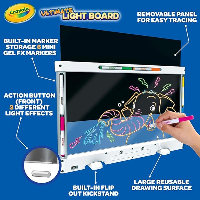 Crayola Ultimate Light Board - White, Kids Drawing Tablet, Gifts for Kids, LED Drawing Board, Sketching Art Projector, Toys for Boys & Girls, 6+
