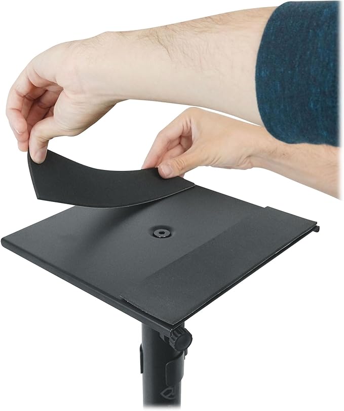 Rockville RSM3 Studio Monitor Bookshelf Speaker Stands, 60 lbs Capacity, Sturdy Beveled Base, Push-Button & Pneumatic Height Adjustment, Anti-Vibration Foam, Cable Management, for Home & Studio Audio