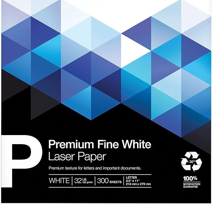 Staples 25% Cotton Fine Laser Paper, White, For Office, School & Home, For Office, School & Home