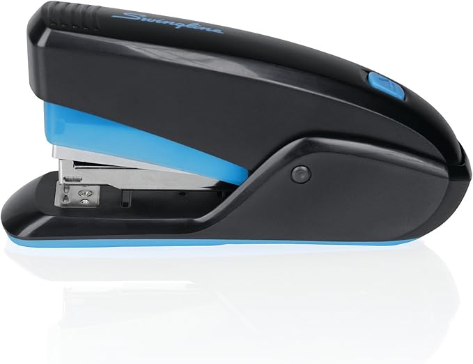Swingline Stapler, Quick Touch Reduced Effort Stapling, Compact, 15 Sheets, Black/Blue (S7064564)