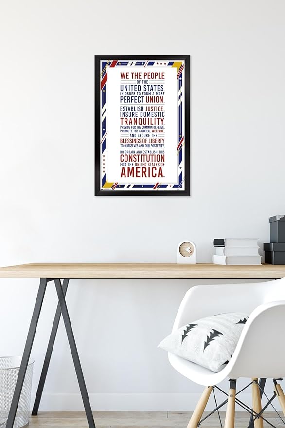Trends International The United States Of America - Constitution Preamble Wall Poster, 14.725" x 22.375", Black Framed Version