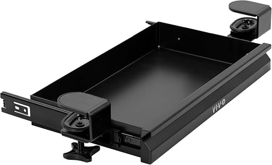 VIVO 16 inch Clamp-on Sliding Pull-out Under Table Drawer for Office Desk, Shallow Storage Organizer for Sit Stand Workstation, Black, DESK-DR2C