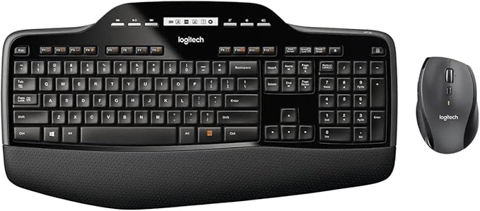 Logitech MK710-RB Desktop Wireless Keyboard/Mouse Combo, Hyper-Fast Scrolling Wireless Mouse USB, Keyboard with LCD Dashboard, Long Battery Life, Black (Renewed)