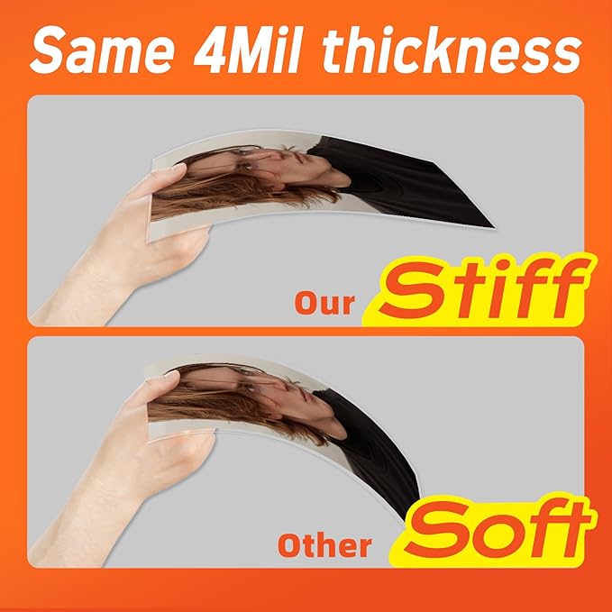 Thicker Self Adhesive Laminating Sheets,60 PCS 8.5 x 11 Self Sealing Laminate Sheets Lettter Size No Machine No Heat 4mil Clear Laminating Sheets for Protecting Documents, Photos
