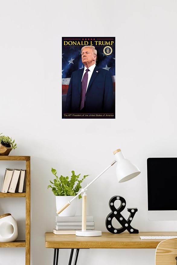 President Donald Trump - 47th President Wall Poster, 22.4L" x 14.7W", Premium Poster & Mount Bundle