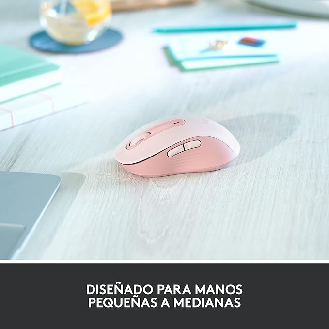 Logitech Signature M650 Wireless Mouse - for Small to Medium Sized Hands, 2-Year Battery, Silent Clicks, Customizable Side Buttons, Bluetooth, Multi-Device Compatibility - Rose (Renewed)