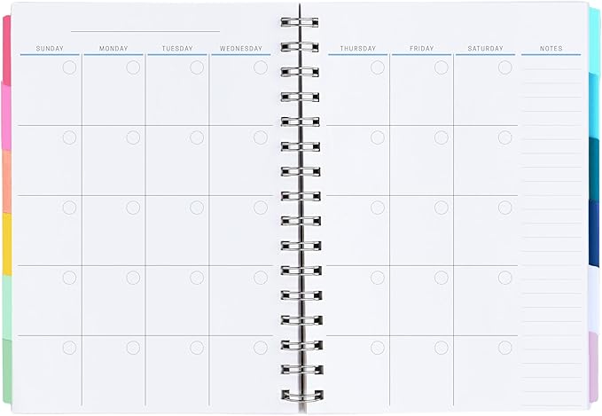 Inspired by Erin Condren A5 Undated Planner, Spiral Bound Daily & Weekly Planner with Monthly Tabs, Portable Organizer for Productivity, Goal Setting, Includes Sticker Sheets, Colorful Stripes Design