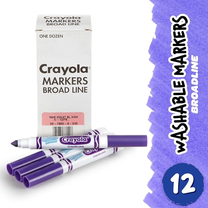 Crayola Washable Markers - Violet Purple (12ct), Kids Broad Line Markers for Classrooms & Teachers