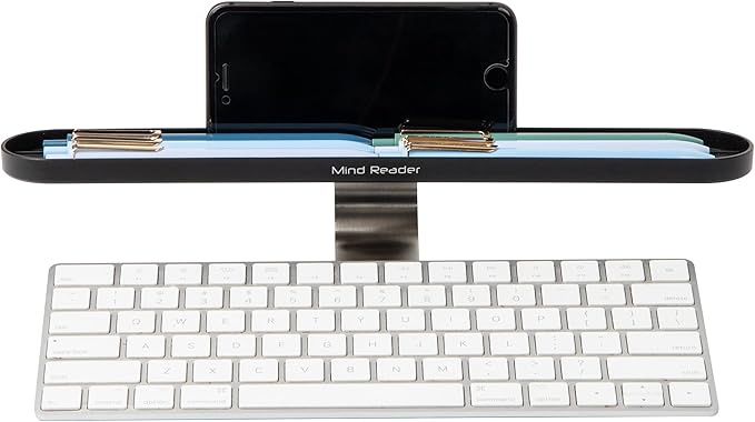 Mind Reader Over Keyboard Shelf, Desktop Organizer, Phone Holder, Storage, Phone Holder, Office, 13"L x 2"W x 3.5"H, Black