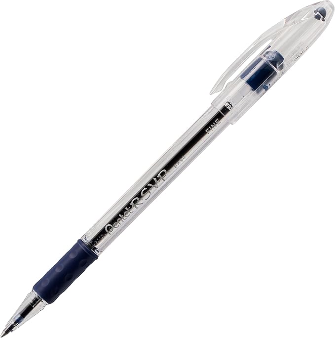 Pentel RSVP Ballpoint Pen, Fine Line, (0.7mm), Blue Ink (BK90BP5C) (Pack of 1, 5 Count Total)