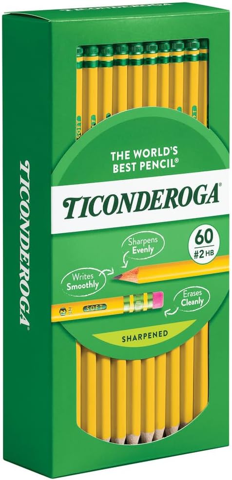 Ticonderoga Wood-Cased Pencils, Pre-Sharpened, 2 HB Soft, Yellow(Pack of 480)