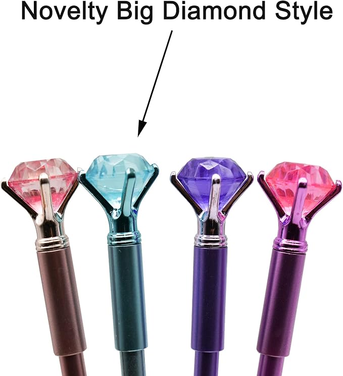 Maydahui 12 PCS Big Diamond Gel Pen Crystal Bling Pens Black Ink for Girls School Office Supplies