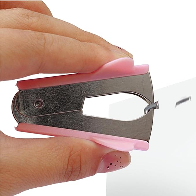 Pink Staple Remover Tool with Non-Slip Handle, Professional Grade for School, Office, Home Use, Stapler Removals Puller Tool