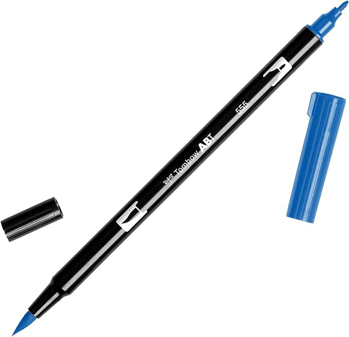 Tombow Dual Brush Pen Art Marker, 555 - Ultramarine, 1-Pack