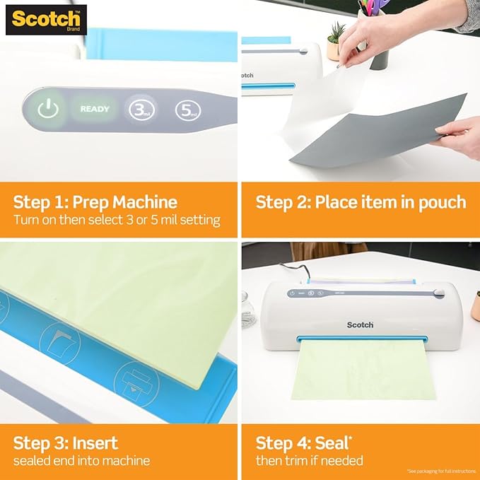 Scotch Front and Back Lamination Cartridge Refill for Laminator Machine (Pack of 4)