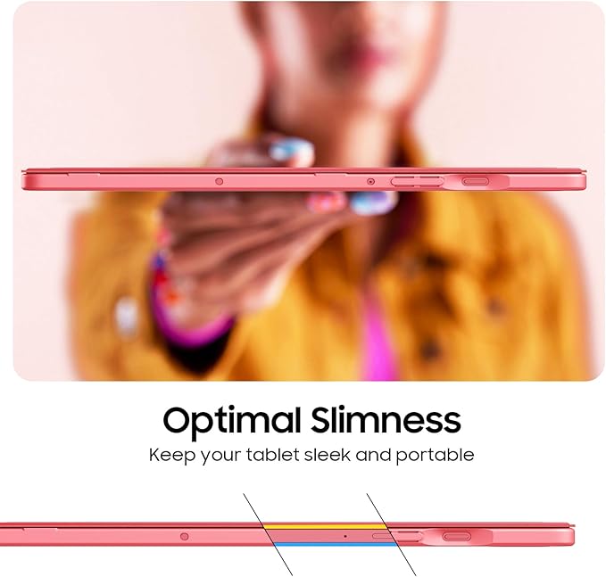 Fintie Hybrid Slim Case for Samsung Galaxy Tab S10 Lite/ S10 FE/ S9 FE 10.9 Inch/Tab S9 11 Inch with S Pen Holder, Shockproof Cover with Clear Transparent Back Shell, Auto Wake/Sleep, Watermelon Red