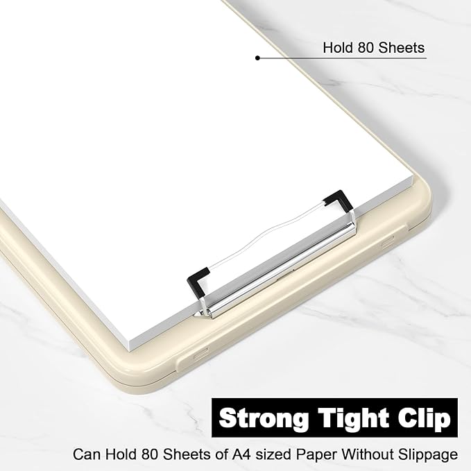 Hongri Clipboard with Storage, 8.5 x 11 Nursing Clip Board Foldable Storage for Nurses, Lawyers, Students, Classroom, Office, School, Size 13.4 x 9.4 X 0.9 in, Khaki