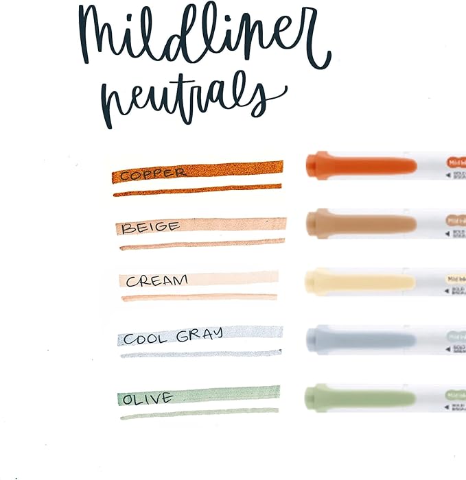 Zebra Pen Mildliner Double Ended Highlighter, Broad and Fine Point Tips, Assorted Neutral Vintage Ink Colors, (78605) - (Case of 6 packs, 30 Count Total)
