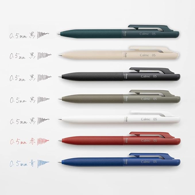 Pentel Oil Based Ballpoint Pen, Calme, 0.5mm, Black, Black Ink, 10 Count BXA105A-A