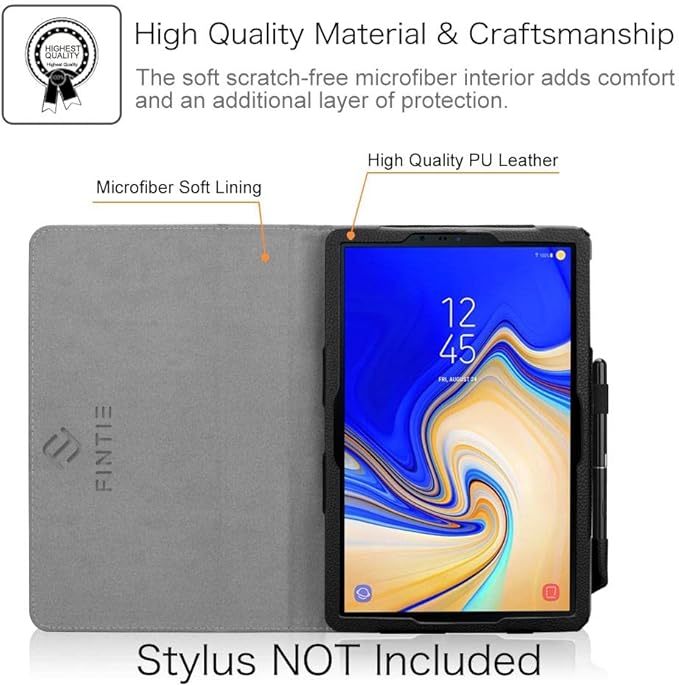 Fintie Folio Case for Samsung Galaxy Tab S4 10.5 2018 Model SM-T830/T835/T837, [Corner Protection] Premium Vegan Leather Stand Cover with S Pen Protective Holder Auto Sleep/Wake, Black
