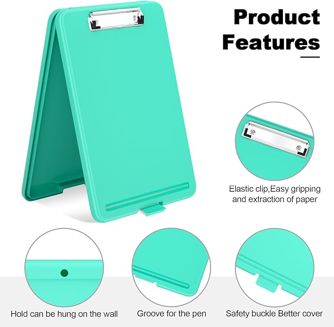 Hongri Clipboard with Storage, 8.5 x 11 Nursing Clip Board Foldable Storage for Nurses, Lawyers, Students, Classroom, Office, School, Size 13.4 x 9.4 X 0.9 in, Teal