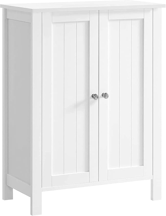 VASAGLE Floor Storage Cabinet, Freestanding Storage Unit with 2 Adjustable Shelves, for Bathroom Living Room Dining Kitchen, 11.8 x 23.6 x 31.5 Inches, Cloud White UBCB060WH01S