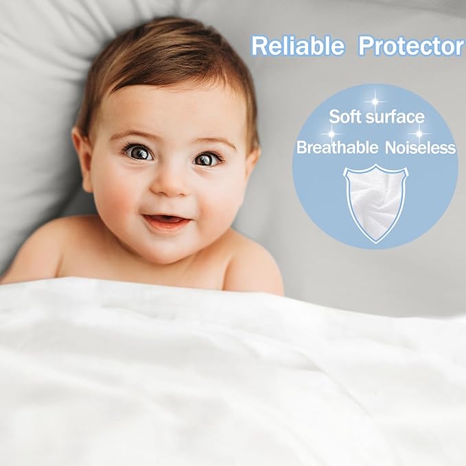 Queen Waterproof Mattress Protector - Noiseless, Breathable, Machine Washable Fitted Mattress Cover with Deep Pocket up to 5”-21”（Light Grey）