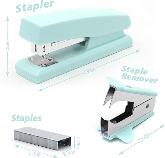 2 Pack Green Office Staplers, 25-Sheet Capacity with 4000 Staples and 2 Staple Removers, Desktop Stapler, Green Office Supplies for Students and Office Clerks