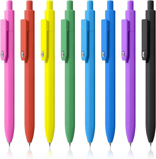Pens, 8 Pack Black Ink Gel Pens Ballpoint Smooth Writing Pens for Journaling, Cute Office Supplies for Nurses Women Teachers