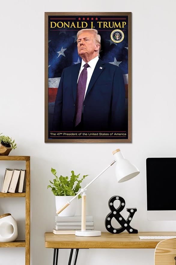 President Donald Trump - 47th President Wall Poster, 34L" x 22.4W", Bronze Framed Version